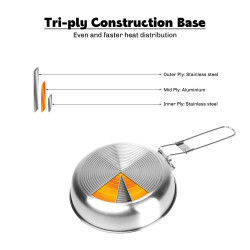 FIREMAPLE 8 Folding Tri-Ply Fry Pan - Durable & Portable Camping Co...