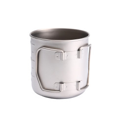 FIREMAPLE Ultralight Titanium Camping Mug - Foldable & With Scale