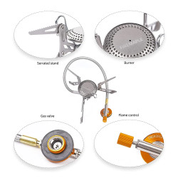 FIREMAPLE Titanium Ultralätt campingspis, 2 brännare