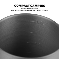 Marmite échangeur de chaleur FIREMAPLE : batterie de cuisine de camping pliable de 1 L