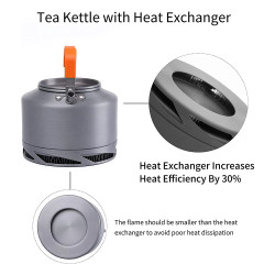 FIREMAPLE: Portable Hiking Teapot, Heat Exchanger, 0.8L/1.3L