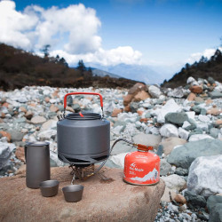 FIREMAPLE: Portable Hiking Teapot, Heat Exchanger, 0.8L/1.3L