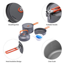 FIREMAPLE Foldable Aluminum Camp Cookware Set - Hike & Feast